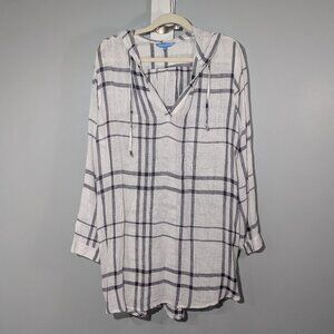 Blue Island T-shirt Hoodie Beach Cover-up White and Dark Navy XL